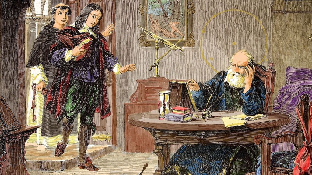 Angielski poeta John Milton w odwiedzinach u Galileusza, więźnia włoskiej inkwizycji. Fot. Prismaarchivo_PAP_DPA