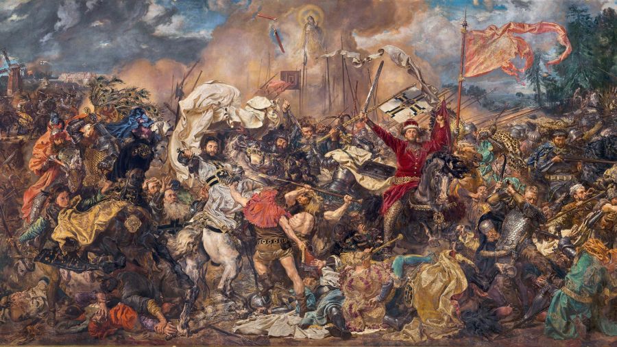 Bitwa pod Grunwaldem,obraz Matejki z 1878. Fot. Wikimedia Commons/Jan Matejko - http://cyfrowe.mnw.art.pl/dmuseion/docmetadata?id=4799, Domena publiczna