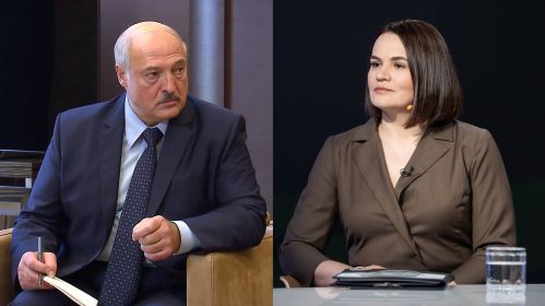 Александр Лукашенко на переговорах с Владимиром Путиным и Светлана Тихановская в студии «Белсата»